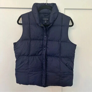 Lands End Navy Blue 80% Down/20% Feather Puffer Vest Size S (6-8) Snap Front